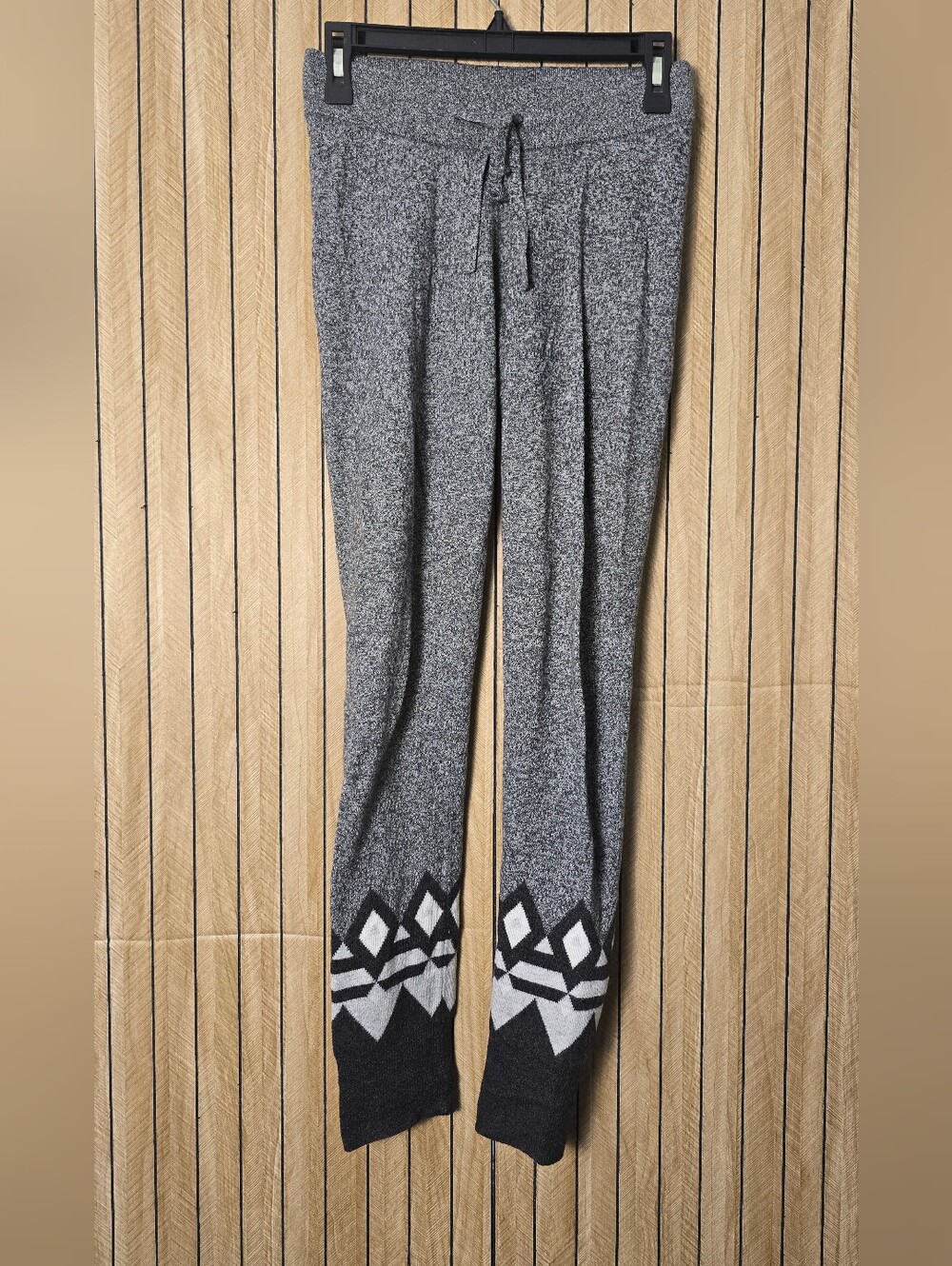 GAP Gray Marled Joggers with Black & White Geometric Ankles